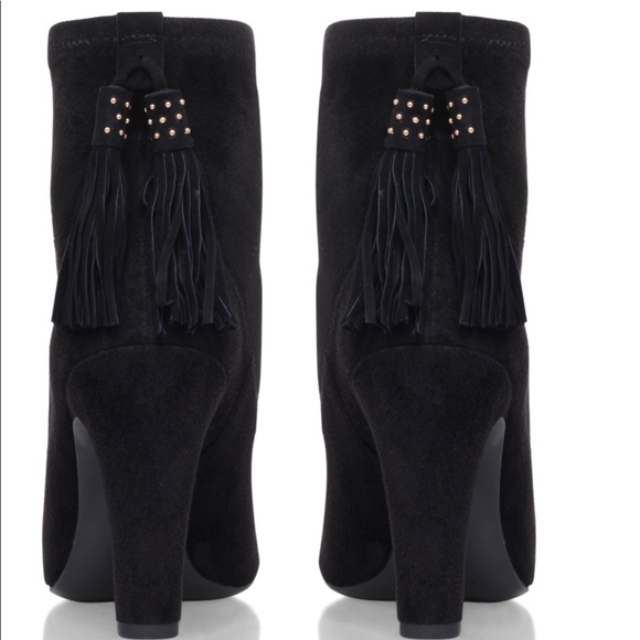 NEW VINCE CAMUTO CALISSA SUEDE BLACK PEEPTOE BOOT - Picture 4 of 7